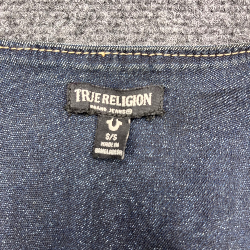 True Religion Y2K Western Cowgirl Medium Wash Denim Button Front Mini Dress - Picture 2 of 6